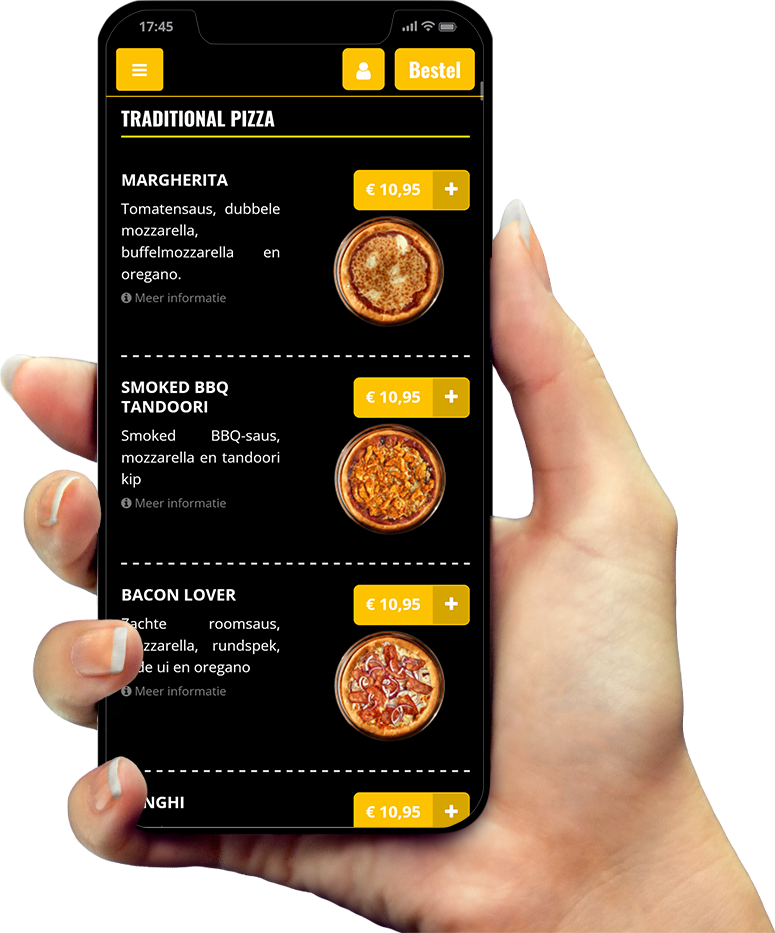 Voorbeeld van onze app op smartphone